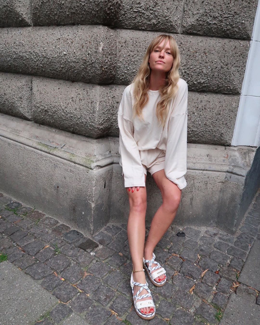 jeanette madsen chanel cord lambskin sandals instagram
