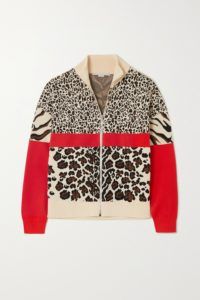 Intarsia knitted track jacket