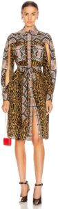 burberry costanza animal print dress in dark mustard fwrd
