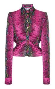 large versace animal ruched python print jersey top