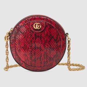 550618 LZX0G 6433 001 061 0000 Light Ophidia snakeskin mini round shoulder bag