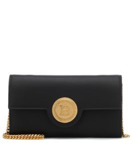 Logo leather clutch
