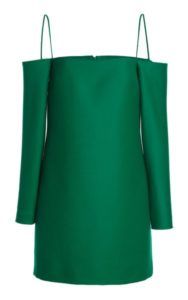 large emilia wickstead green maida off the shoulder wool mini dress