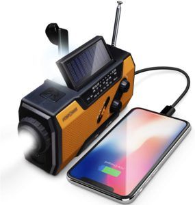 FosPower Radio portatil con manivela solar de emergencia