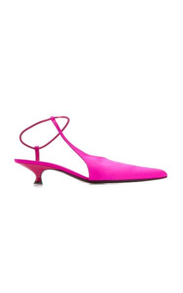 large khaite fuchsia seville woven ankle strap pumps