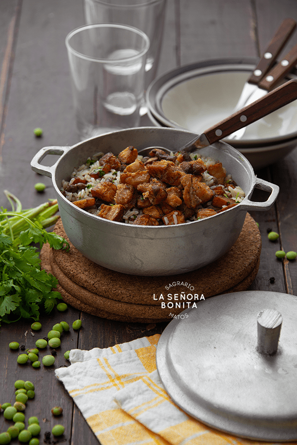 Aprende a cocinar un moro de guandules, con chicharrón y pesto de cilantro 1 Moro de Guandules2