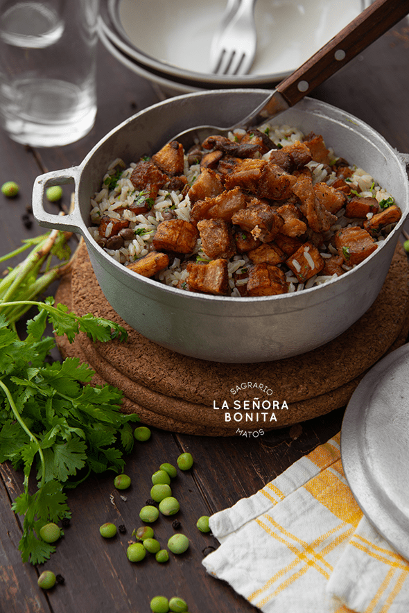 Aprende a cocinar un moro de guandules, con chicharrón y pesto de cilantro 2 Moro de Guandules4