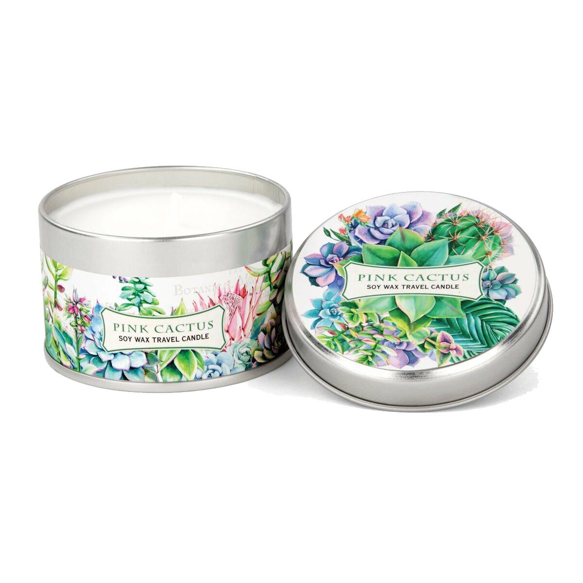 Pink cactus travel candle