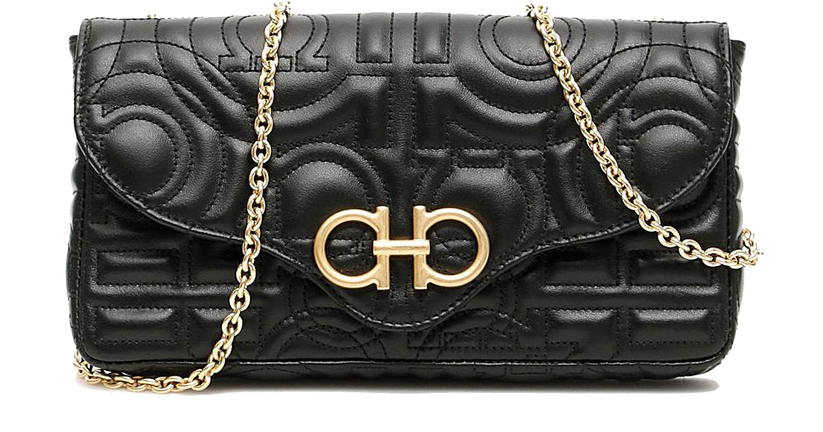 ferragamo Black Gancini Matelasse Mini Bag
