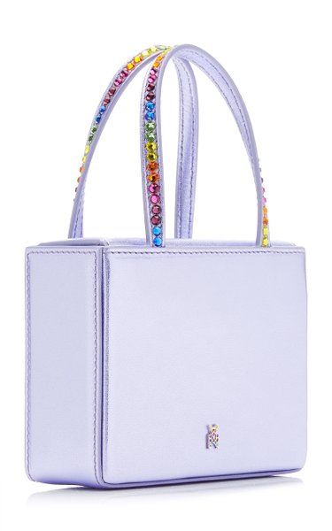 large amina muaddi purple super amini top handle bag