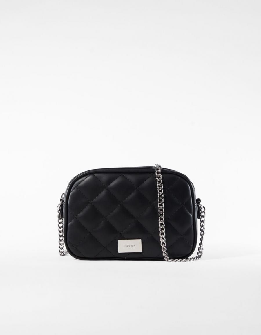 Chaquetas de cuadros 9 bolsos mujer bershka bolso acolchado doble cremallera negro