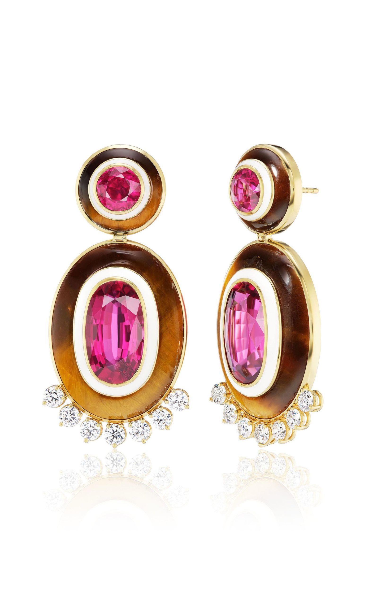 large emily p wheeler pink 18k yellow gold diana earrings