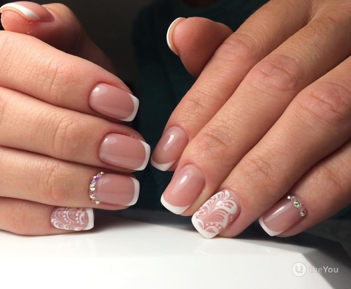 square wedding monogram nails water