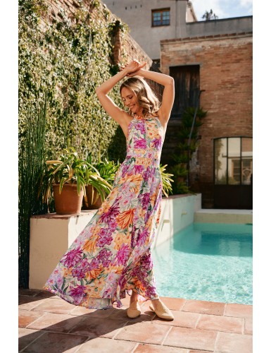 vestido boho honolulu print endles maxi dress