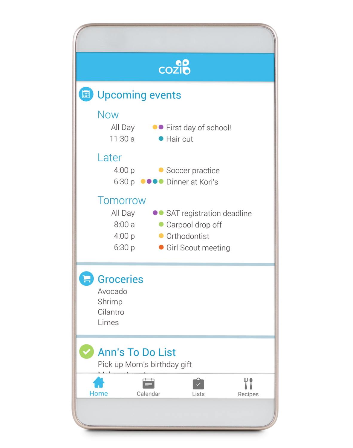 6 Apps para que Mamá se organice como una Pro 2 Cozi PhoneToday